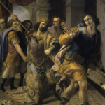 Political apathy via King Saul threatening David by Jusepe Leonardo